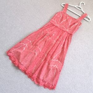 Adrianna Papell Lace Dress in Coral Red Pink